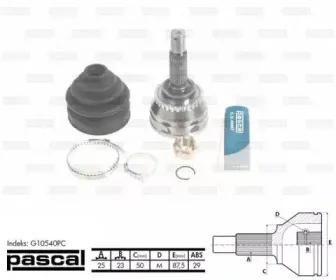 G10540PC PASCAL Шарнирный комплект, приводной вал