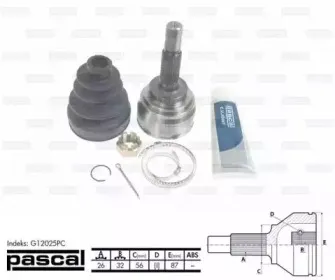 G12025PC PASCAL Шарнирный комплект, приводной вал