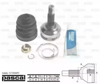 G12036PC PASCAL Шарнирный комплект, приводной вал