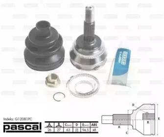 G12081PC PASCAL Шарнирный комплект, приводной вал