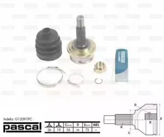 G12091PC PASCAL Шарнирный комплект, приводной вал