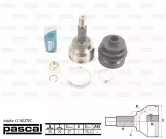 G15037PC PASCAL Шарнирный комплект, приводной вал