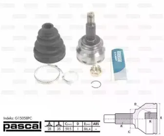 G15058PC PASCAL Шарнирный комплект, приводной вал