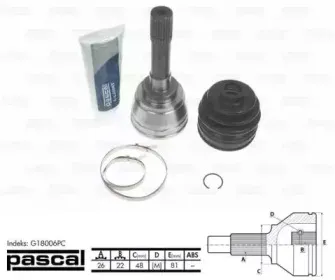 G18006PC PASCAL Шарнирный комплект, приводной вал