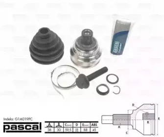 G1A019PC PASCAL Шарнирный комплект, приводной вал