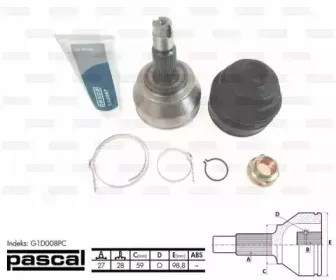 G1D008PC PASCAL Шарнирный комплект, приводной вал