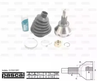 G1D013PC PASCAL Шарнирный комплект, приводной вал