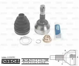 G1F057PC PASCAL Шарнирный комплект, приводной вал