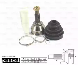 G1G019PC PASCAL Шарнирный комплект, приводной вал