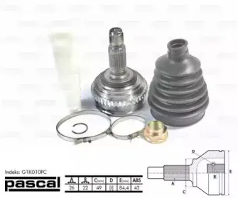 G1K010PC PASCAL Шарнирный комплект, приводной вал