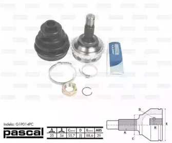 G1P014PC PASCAL Шарнирный комплект, приводной вал