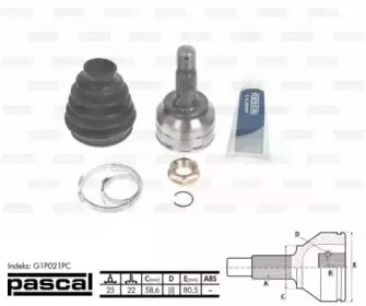 G1P021PC PASCAL Шарнирный комплект, приводной вал