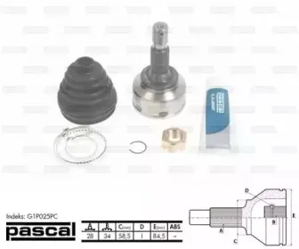 G1P025PC PASCAL Шарнирный комплект, приводной вал