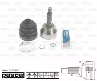 G1R008PC PASCAL Шарнирный комплект, приводной вал