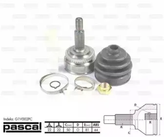 G1V002PC PASCAL Шарнирный комплект, приводной вал