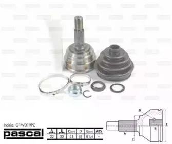 G1W019PC PASCAL Шарнирный комплект, приводной вал