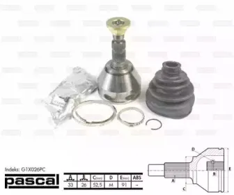 G1X026PC PASCAL Шарнирный комплект, приводной вал