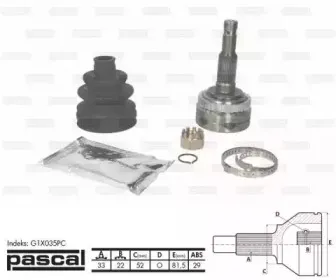 G1X035PC PASCAL Шарнирный комплект, приводной вал