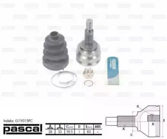 G1Y015PC PASCAL Шарнирный комплект, приводной вал