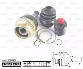 G70002PC PASCAL Шарнирный комплект, приводной вал