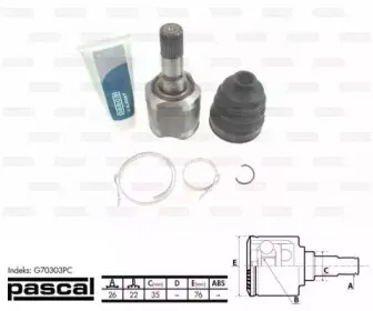 G70303PC PASCAL Шарнирный комплект, приводной вал