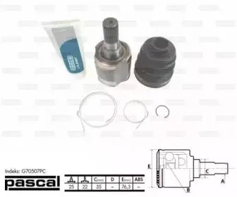 G70507PC PASCAL Шарнирный комплект, приводной вал