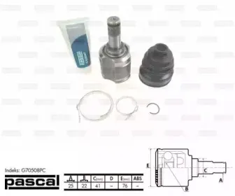 G70508PC PASCAL Шарнирный комплект, приводной вал