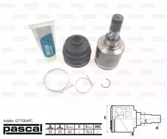 G71004PC PASCAL Шарнирный комплект, приводной вал