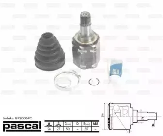G72006PC PASCAL Шарнирный комплект, приводной вал