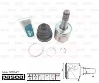 G75024PC PASCAL Шарнирный комплект, приводной вал