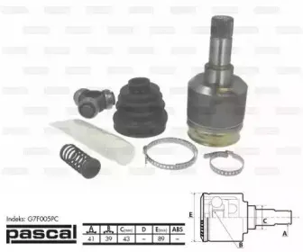 G7F005PC PASCAL Шарнирный комплект, приводной вал