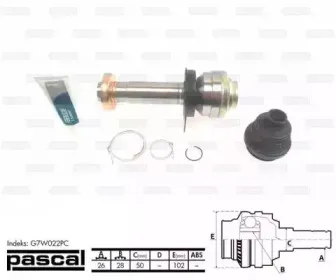 G7W022PC PASCAL Шарнирный комплект, приводной вал