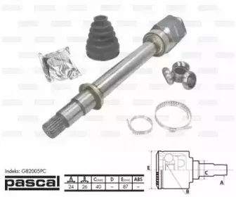 G82005PC PASCAL Шарнирный комплект, приводной вал