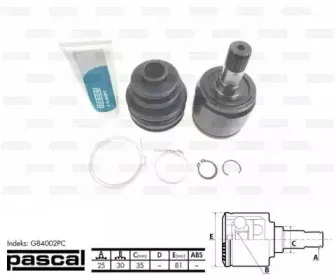 G84002PC PASCAL Шарнирный комплект, приводной вал