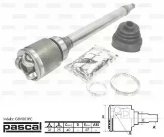 G8V001PC PASCAL Шарнирный комплект, приводной вал