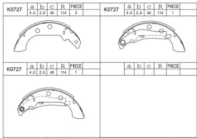 K0727 ASIMCO Комплект тормозных колодок