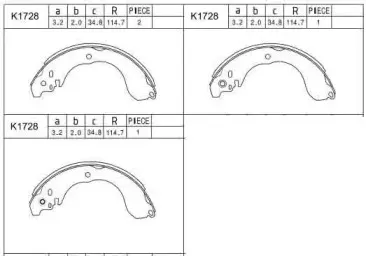 K1728 ASIMCO Комплект тормозных колодок