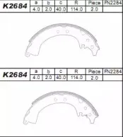 K2684 ASIMCO Комплект тормозных колодок