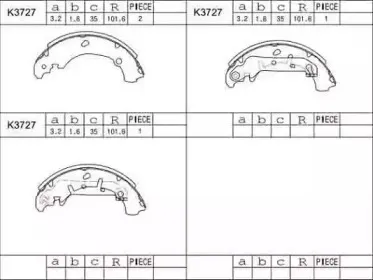 K3727 ASIMCO Комплект тормозных колодок