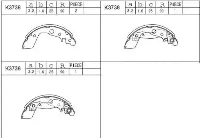 K3738 ASIMCO Комплект тормозных колодок
