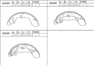 K3797 ASIMCO Комплект тормозных колодок
