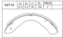 K4718 ASIMCO Комплект тормозных колодок
