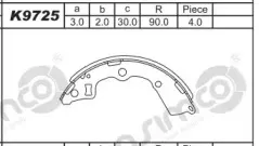 K9725 ASIMCO Комплект тормозных колодок