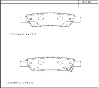 KD1015 ASIMCO Комплект тормозных колодок, дисковый тормоз
