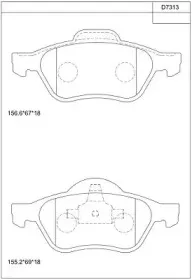 KD7313 ASIMCO Комплект тормозных колодок, дисковый тормоз