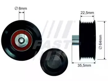 FT44593 FAST Паразитный / ведущий ролик, поликлиновой ремень