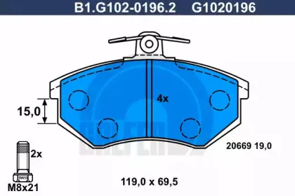 B1.G102-0196.2 GALFER Комплект тормозных колодок, дисковый тормоз