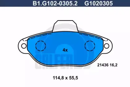 B1.G102-0305.2 GALFER Комплект тормозных колодок, дисковый тормоз