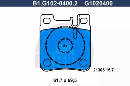 B1.G102-0400.2 GALFER Комплект тормозных колодок, дисковый тормоз