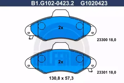 B1.G102-0423.2 GALFER Комплект тормозных колодок, дисковый тормоз